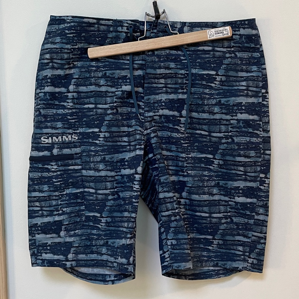 Simms Shorts Mens 34 Blue Swim Trunk Board Shorts Solarflex